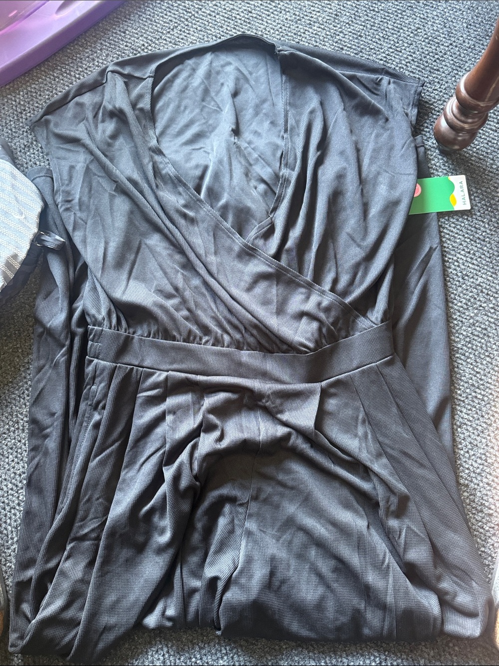 Halara nWT XL Black Wrap-front jumpsuit